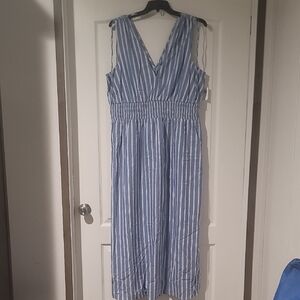 NWT Old Navy Blue/White Striped Sleeveless Dress Size XL Tall